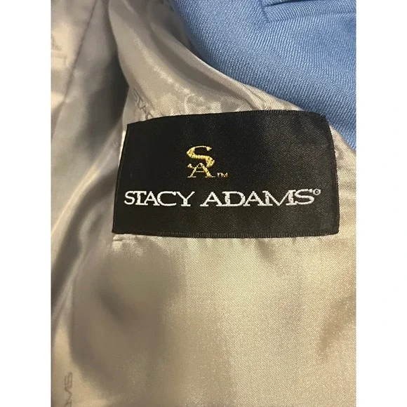 Stacy Adams 44L Sky Blue Suit Super 100's 2 Piece Modern Wide Lapel Jacket